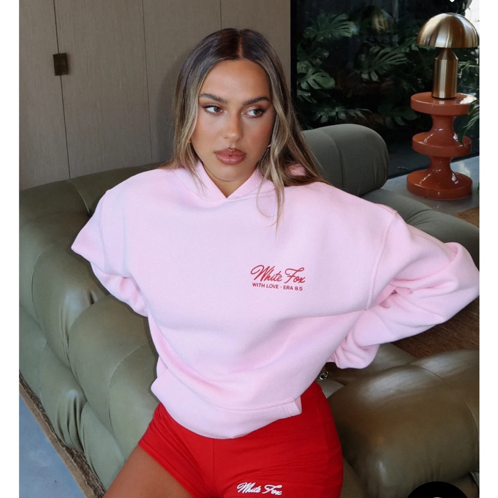 White Fox Boutique Light Pink Hoodie with Red Print - Picture 5 of 5